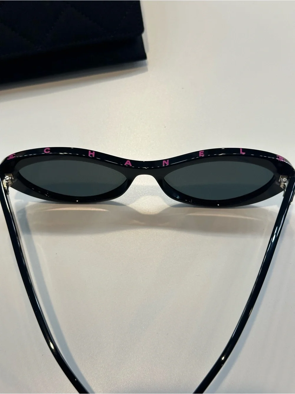 CHANEL Black Cat-Eye Sunglasses with Dark Gray Lenses
